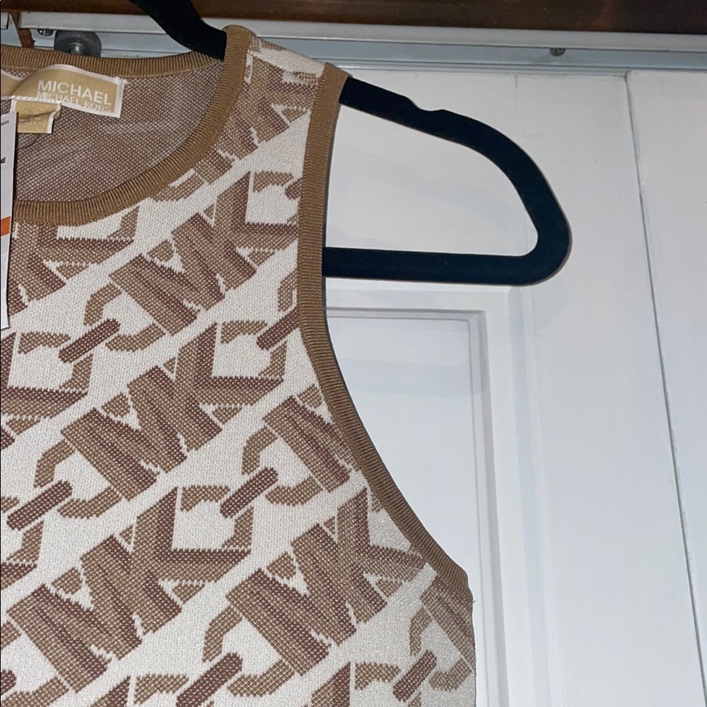 Michael Kors Tan and White Halter Sheath Dress - Picture 4 of 9